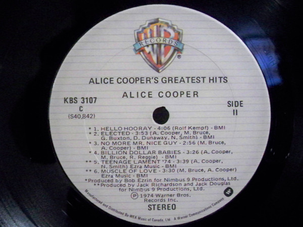 Alice Cooper - Alice Cooper's Greatest Hits | Warner Bros. Records (KBS 3107) - 3