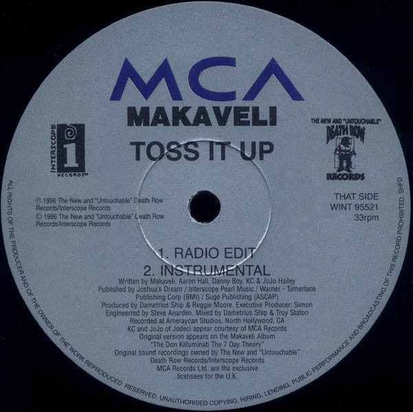 Makaveli - Toss It Up | MCA Records (WINT 95521) - 3 Makaveli - Toss It Up | MCA Records (WINT 95521) - 3
