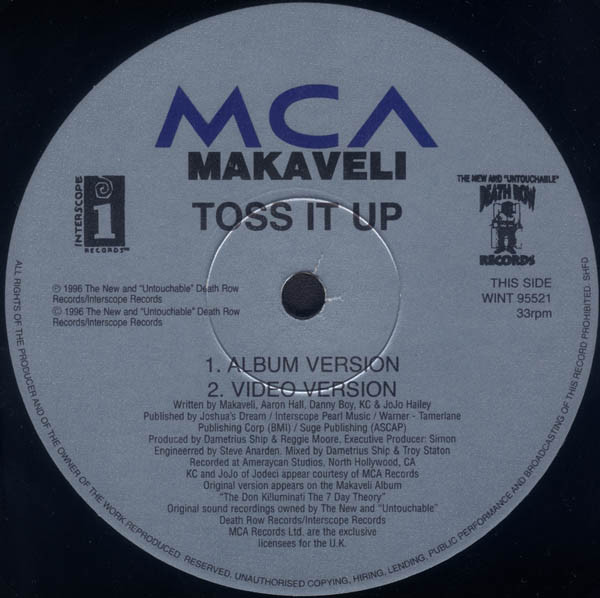 Makaveli - Toss It Up | MCA Records (WINT 95521) - 2 Makaveli - Toss It Up | MCA Records (WINT 95521) - 2
