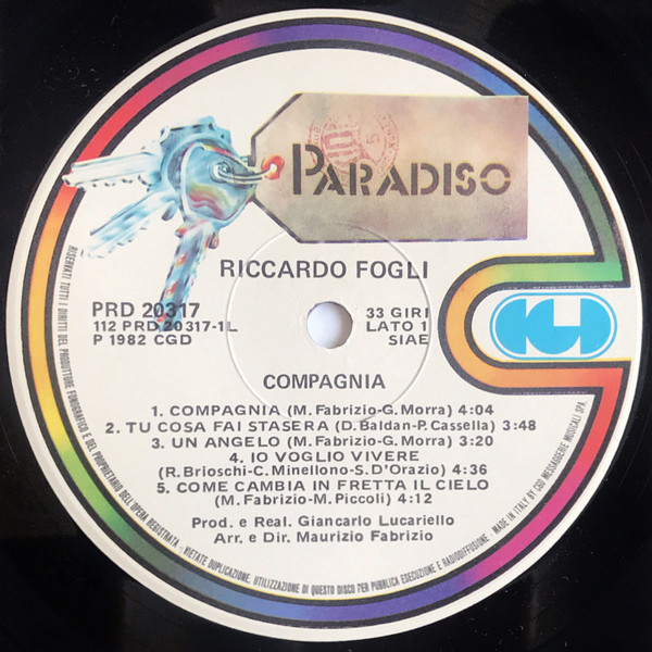 Riccardo Fogli - Compagnia | Paradiso (PRD 20317) - 3