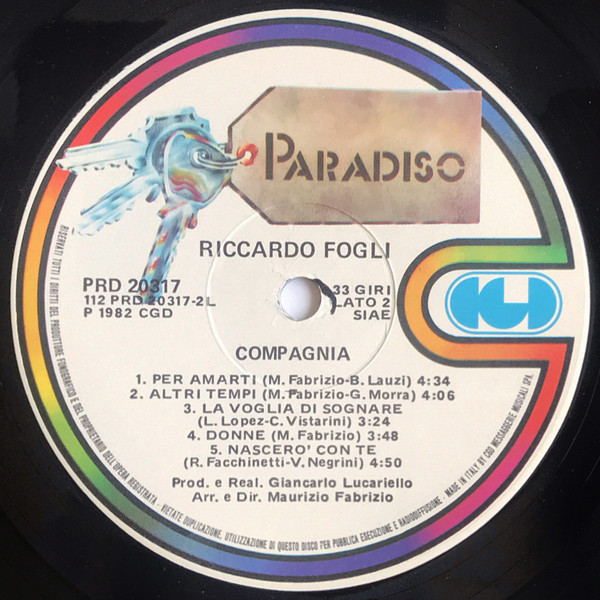 Riccardo Fogli - Compagnia | Paradiso (PRD 20317) - 4