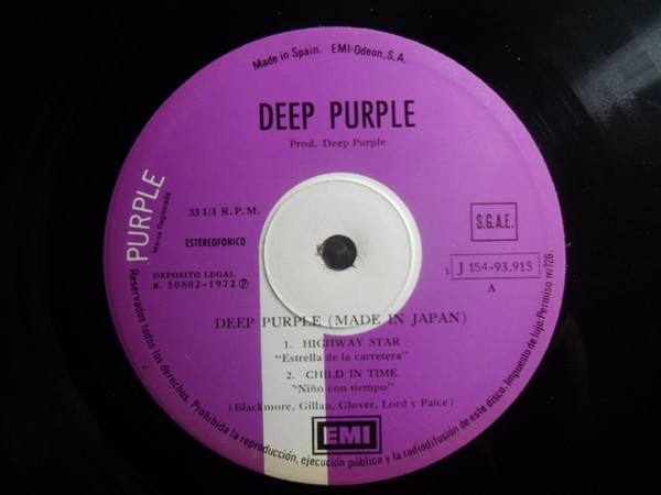 Deep Purple - Made In Japan | Purple Records (1 J 154-93.915/6) - 2