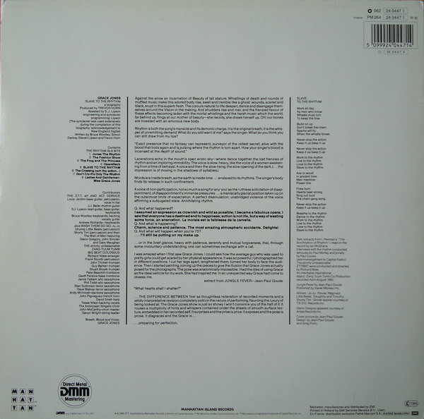 Grace Jones - Slave To The Rhythm | Manhattan Records (1A 062-24 0447 1) - main Grace Jones - Slave To The Rhythm | Manhattan Records (1A 062-24 0447 1) - main