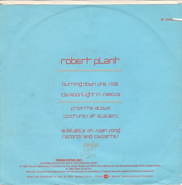 Robert Plant - Burning Down One Side | Swan Song (W 19429) - 2