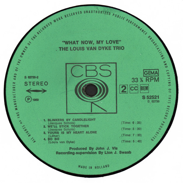 Louis Van Dyke Trio - What Now, My Love | CBS (S 52521) - 4 Louis Van Dyke Trio - What Now, My Love | CBS (S 52521) - 4