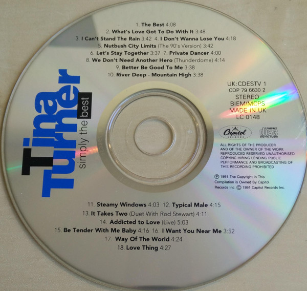 Tina Turner - Simply The Best | Capitol Records (CDP 79 6630 2) - 3