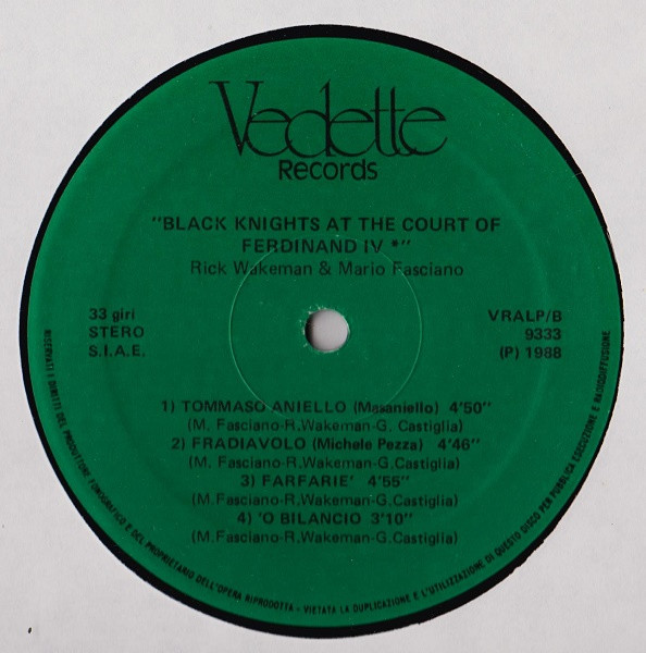 Rick Wakeman & Mario Fasciano - Black Knights At The Court Of Ferdinand IV ° | Vedette Records (VRALP 9333) - 4