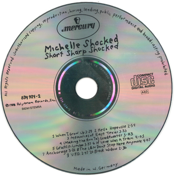 Michelle Shocked - Short Sharp Shocked | Mercury (834 924-2) - 3