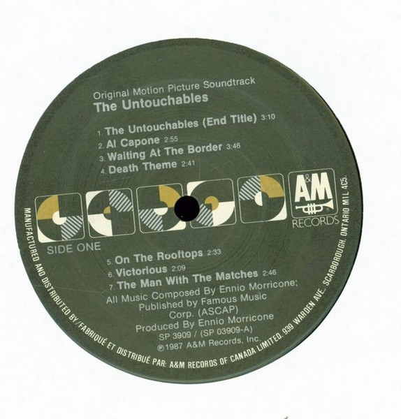 Ennio Morricone - The Untouchables (Original Motion Picture Soundtrack) [Vinyl] | A&M Records (SP-3909) - 3