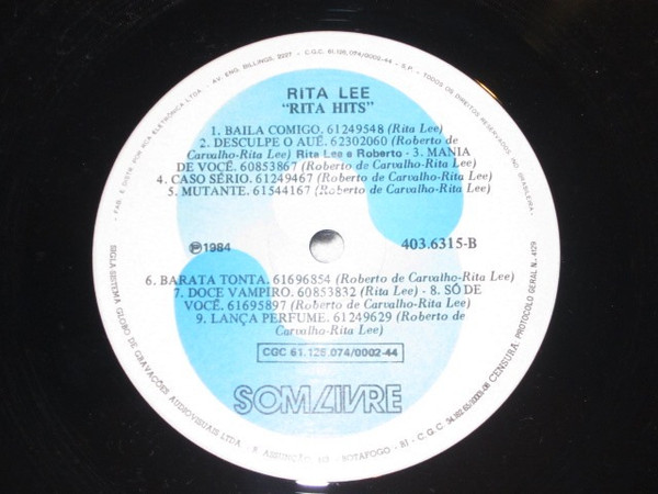 Rita Lee & Roberto - Rita Hits | Som Livre (403.6315) - 3