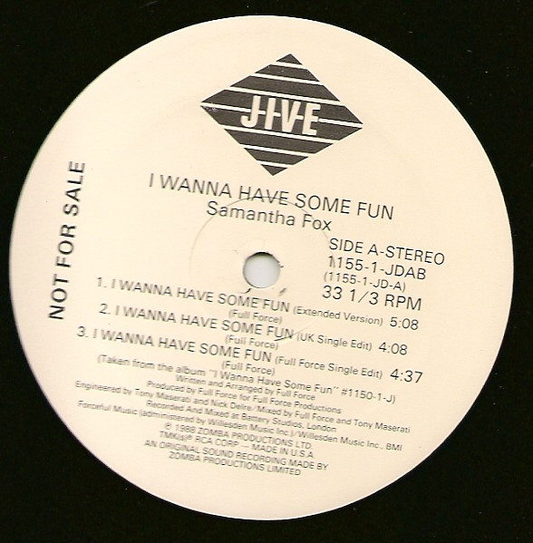 Samantha Fox - I Wanna Have Some Fun | Jive (1155-1-JDAB) - 3