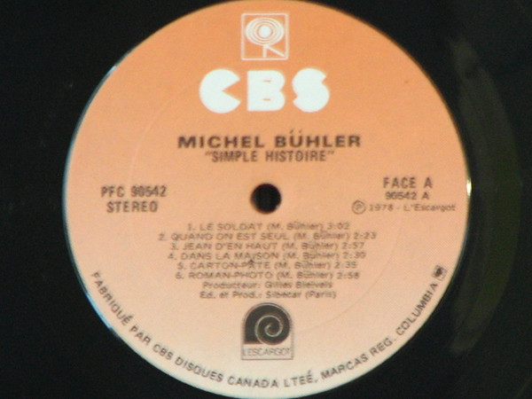 Michel Bühler - Simple Histoire | CBS (90542) - 3