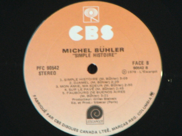Michel Bühler - Simple Histoire | CBS (90542) - 4