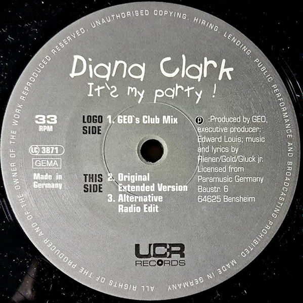 Diana Clark - It's My Party! | UCR Records (UCR 002-6) - main Diana Clark - It's My Party! | UCR Records (UCR 002-6) - main