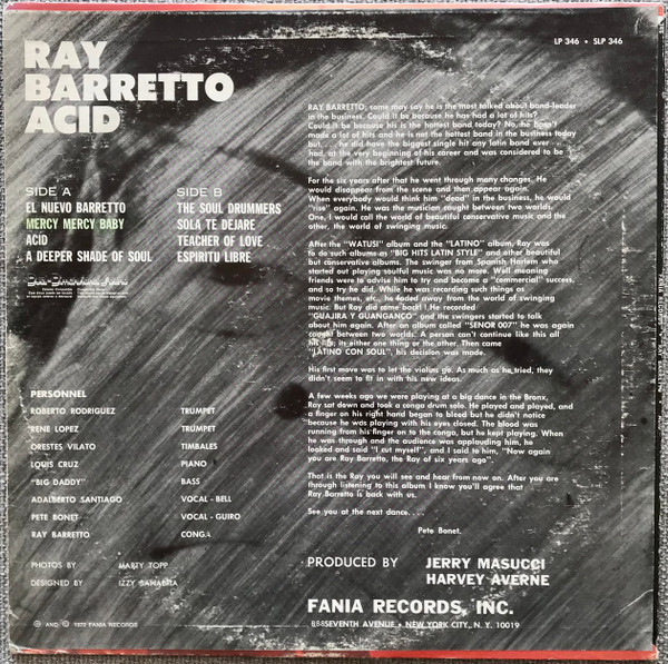 Ray Barretto - Acid | Fania Records (SLP 346) - 2 Ray Barretto - Acid | Fania Records (SLP 346) - 2