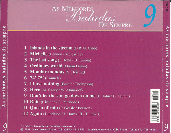 Various - As Melhores Baladas de Sempre 9 | GEMA O.D. (CD 2209) - 2