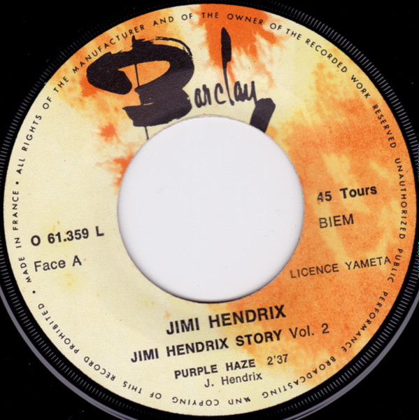 Jimi Hendrix - Purple Haze / Highway Child | Barclay (61.359 L) - 3