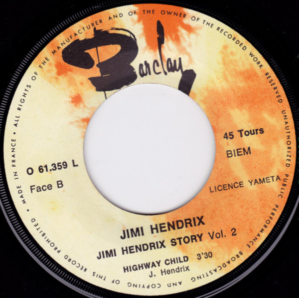 Jimi Hendrix - Purple Haze / Highway Child | Barclay (61.359 L) - 4