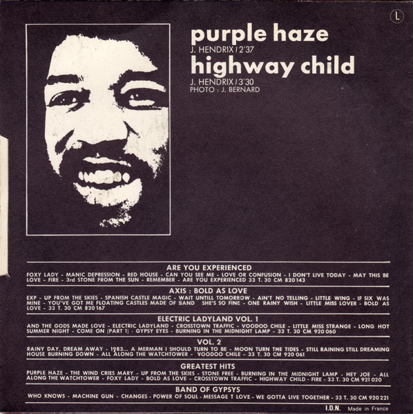 Jimi Hendrix - Purple Haze / Highway Child | Barclay (61.359 L) - 2