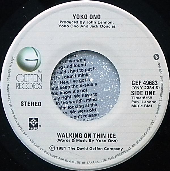 Yoko Ono - Walking On Thin Ice (7") [Vinyl] | Geffen Records (GEF 49683) - 3