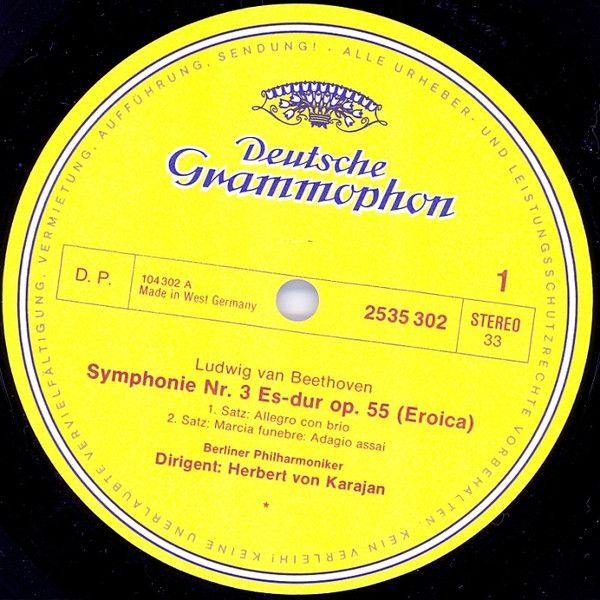 Ludwig van Beethoven , Berliner Philharmoniker , Herbert von Karajan - Symphonie Nr · 3 »Eroica« | Deutsche Grammophon (2535 302) - 2