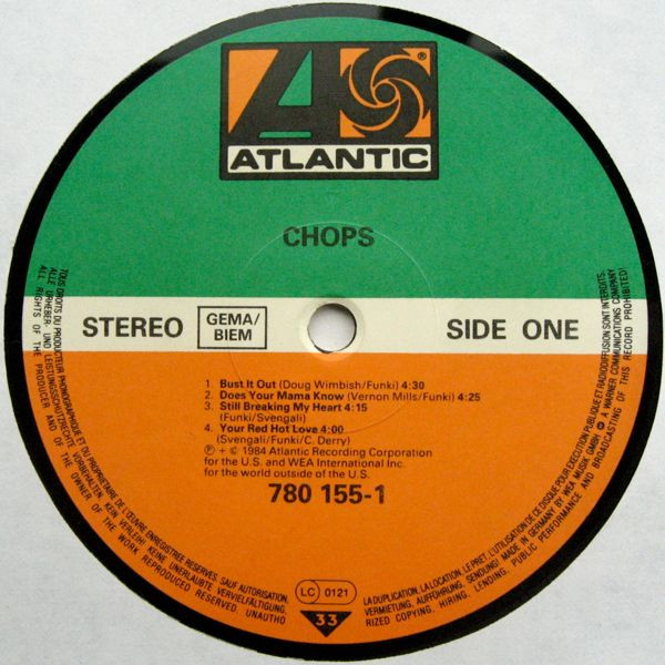 Chops - Chops | Atlantic (780 155-1) - 3 Chops - Chops | Atlantic (780 155-1) - 3