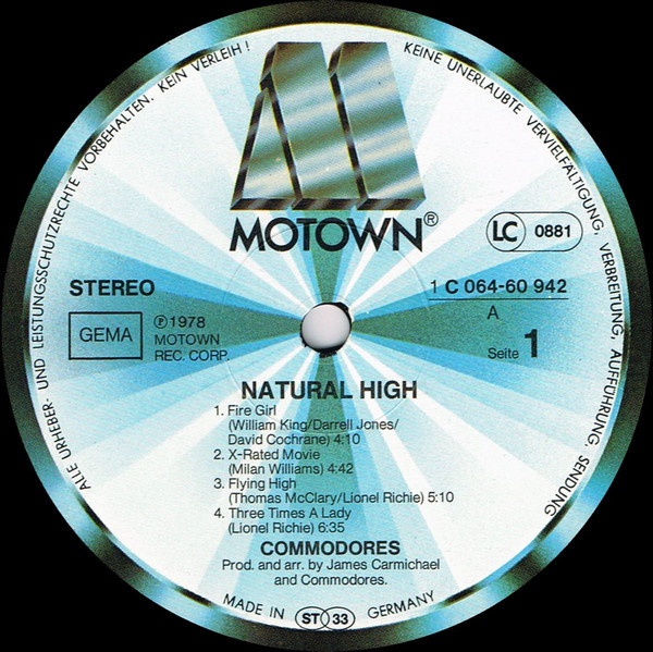 Commodores - Natural High | Motown (1C 064-60 942) - 3