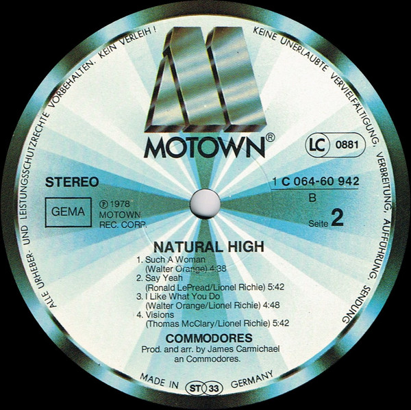 Commodores - Natural High | Motown (1C 064-60 942) - 4