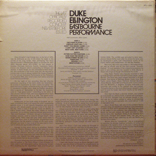 Duke Ellington - Eastbourne Performance | RCA (APL1-1023) - 2