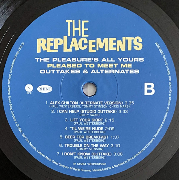 The Replacements - The Pleasure's All Yours: Pleased To Meet Me Outtakes & Alternates | Sire (R1 645864) - 2