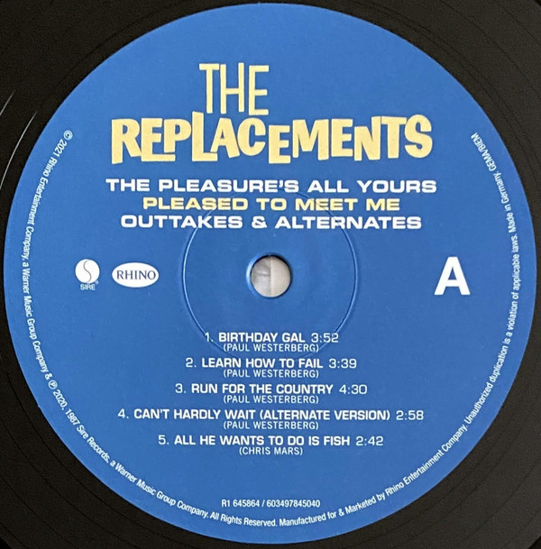 The Replacements - The Pleasure's All Yours: Pleased To Meet Me Outtakes & Alternates | Sire (R1 645864) - main