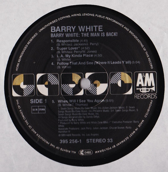 Barry White - Barry White: The Man Is Back! | A&M Records (395 256-1) - 3