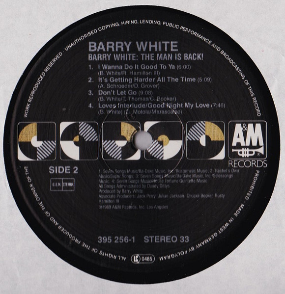 Barry White - Barry White: The Man Is Back! | A&M Records (395 256-1) - 4