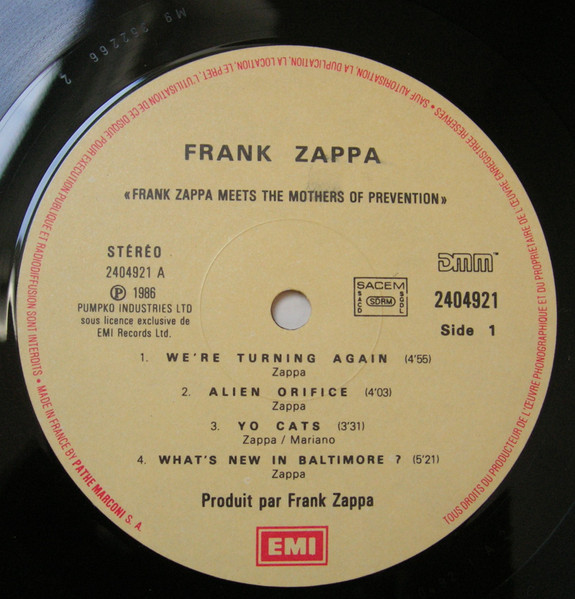 Frank Zappa - Frank Zappa Meets The Mothers Of Prevention (European Version) | EMI (2404921) - 3 Frank Zappa - Frank Zappa Meets The Mothers Of Prevention (European Version) | EMI (2404921) - 3