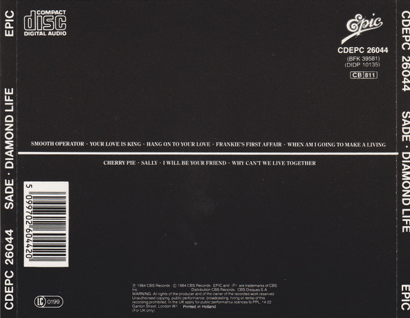 Sade - Diamond Life | Epic (CDEPC 26044) - 2