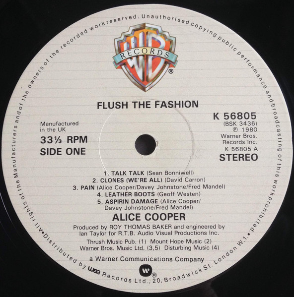Alice Cooper - Flush The Fashion | Warner Bros. Records (K56805) - main