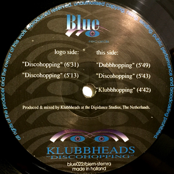 Klubbheads - Discohopping | Blue Records (BLUE 022) - 3 Klubbheads - Discohopping | Blue Records (BLUE 022) - 3