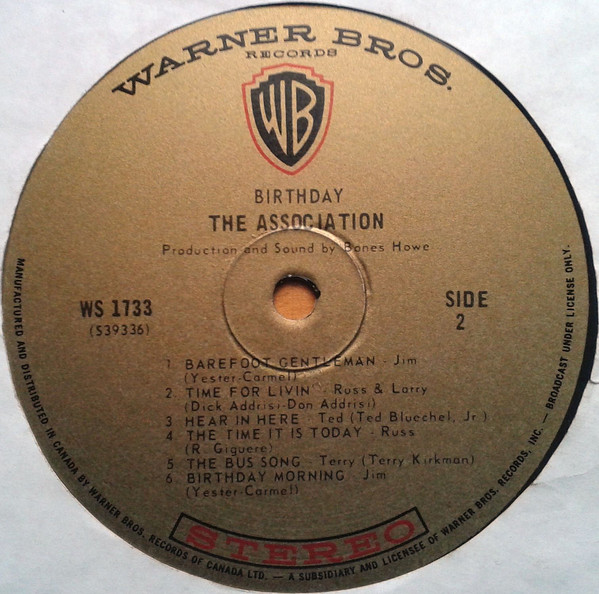 The Association - Birthday | Warner Bros. Records (WS 1733) - 4 The Association - Birthday | Warner Bros. Records (WS 1733) - 4