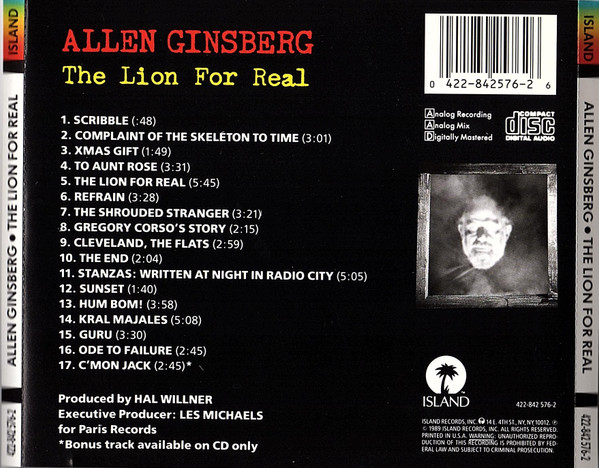 Allen Ginsberg - The Lion For Real | Island Records (422-842 576-2) - 3 Allen Ginsberg - The Lion For Real | Island Records (422-842 576-2) - 3