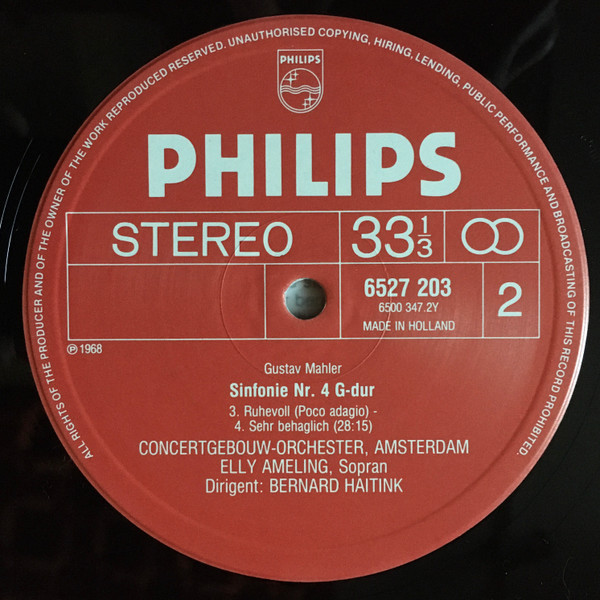 Gustav Mahler - Elly Ameling , Concertgebouworkest , Bernard Haitink - Symphonie Nr. 4 | Philips (6527 203) - 3