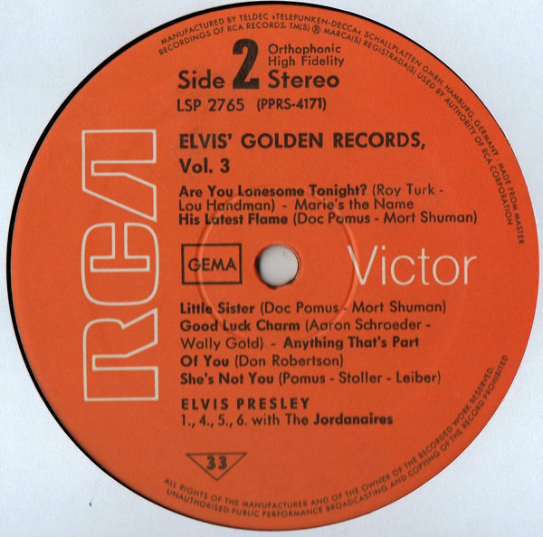 Elvis Presley - Elvis' Golden Records Volume 3 | RCA Victor (LSP 2765) - 4