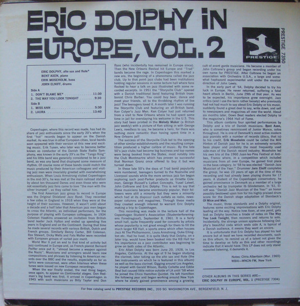 Eric Dolphy - In Europe, Vol. 2 | Prestige (PR 7350) - 2 Eric Dolphy - In Europe, Vol. 2 | Prestige (PR 7350) - 2