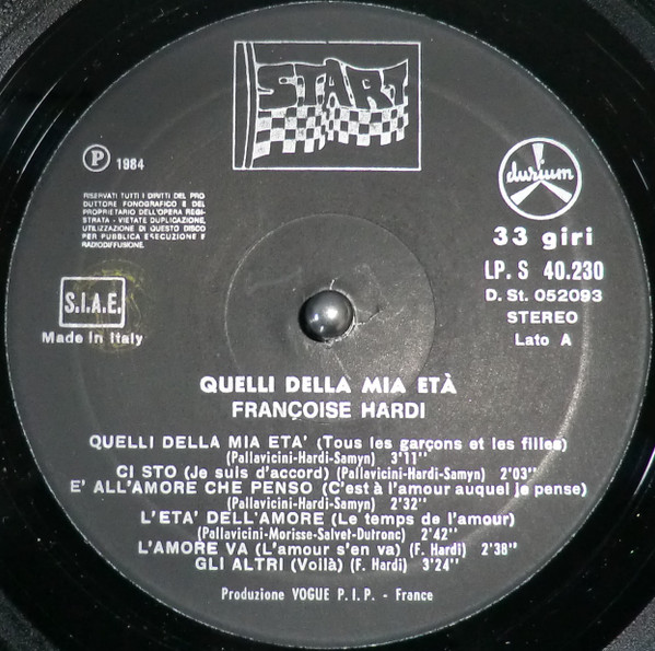 Françoise Hardy - Quelli Della Mia Età | Durium Start (LP.S 40.230) - 3