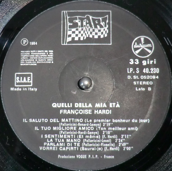 Françoise Hardy - Quelli Della Mia Età | Durium Start (LP.S 40.230) - 4