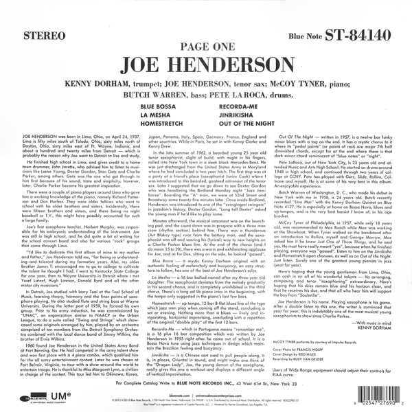 Joe Henderson - Page One | Blue Note (84140) - 2