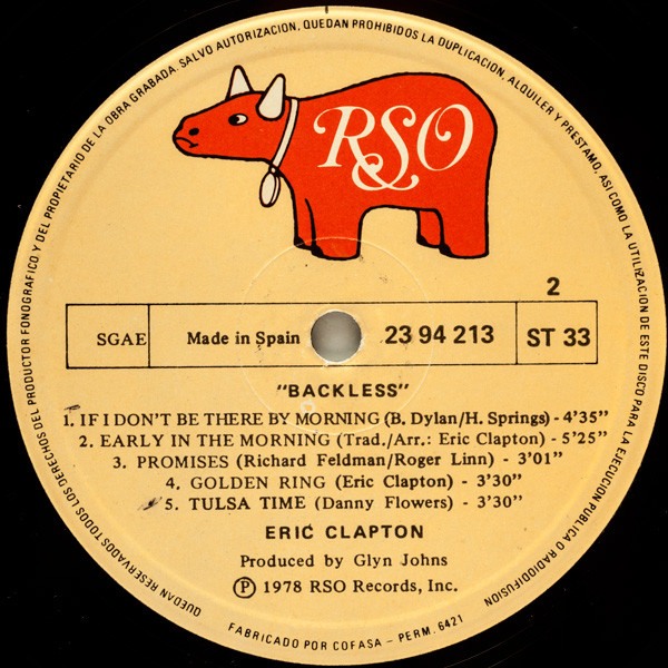 Eric Clapton - Backless - Vinilo | RSO (23 94 213) - 4 Eric Clapton - Backless - Vinilo | RSO (23 94 213) - 4
