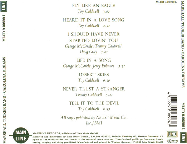 The Marshall Tucker Band - Carolina Dreams | Mainline Records (MLCD 9.00899 L) - 2 The Marshall Tucker Band - Carolina Dreams | Mainline Records (MLCD 9.00899 L) - 2