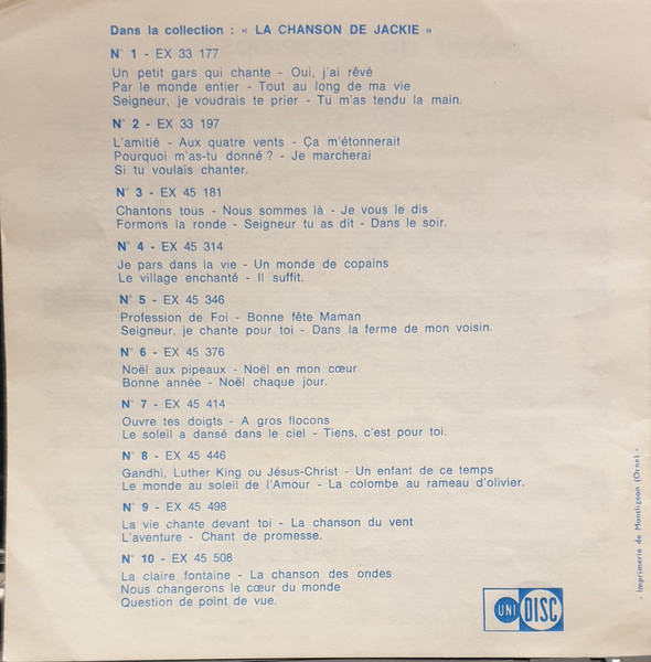Les Petits Chanteurs De L'Ile De France - La Chanson De Jackie N°8 | Unidisc (EX 45.446) - 4 Les Petits Chanteurs De L'Ile De France - La Chanson De Jackie N°8 | Unidisc (EX 45.446) - 4