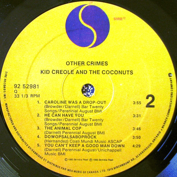 Kid Creole And The Coconuts - In Praise Of Older Women And Other Crimes | Sire (92 52981) - 2 Kid Creole And The Coconuts - In Praise Of Older Women And Other Crimes | Sire (92 52981) - 2