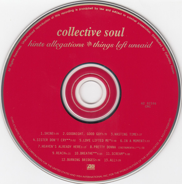 Collective Soul - Hints Allegations & Things Left Unsaid [CD] | Atlantic (A2 82596) - 3